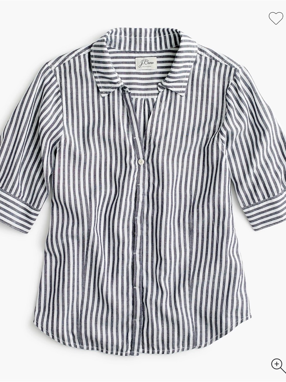 J. Crew Navy and White Short-sleeve button-up shirt in stripe